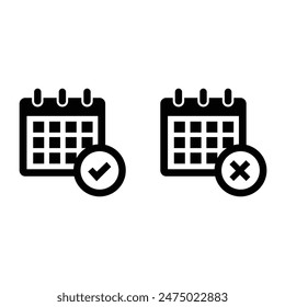 Symbol für die Vektorgrafik des Kalenders Schwarze Illustration isoliert für Grafik und Webdesign.