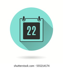 Calendar vector icon. Black illustration isolated on green background for graphic and web design.