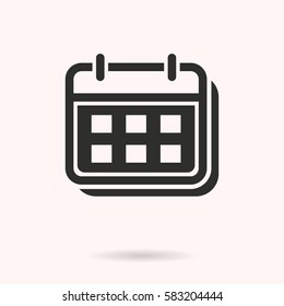 Calendar vector icon. Black illustration isolated on white background for graphic and web design.