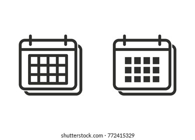 Calendar vector icon. Black illustration isolated on white background for graphic and web design.