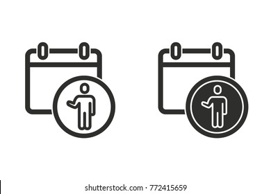 Calendar vector icon. Black illustration isolated on white background for graphic and web design.