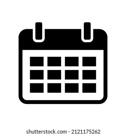 Calendario, icono vector. Calendario de icono negro aislado en fondo blanco