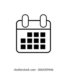Calendar vector icon in black outline, vector illustration.