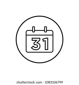 calendar vector icon black and white, line art style