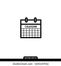 Calendar vector icon: black and white vector icon 