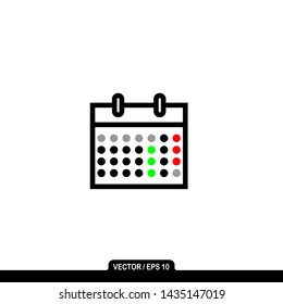 Calendar vector icon: black and white vector icon 