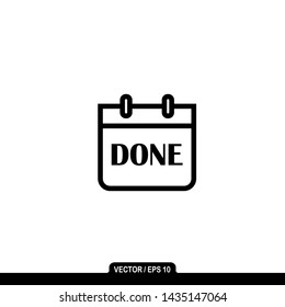 Calendar vector icon: black and white vector icon 