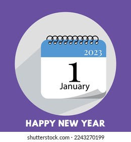 calendar vector icon, Date, Location, hour, Vector illustration of lines in dark color, Flat icon calendar isolated on blue background. Vector illustration, Calendar in flat style for New Year's Eve, 