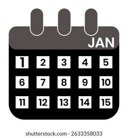 Calendar vector icon. Icon of date, number, daily, chart, month, years symbol. Calendar on the wall. Vector illustration.