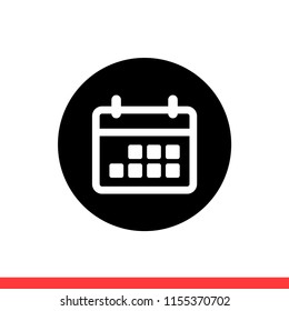 Calendar vector icon, date symbol. Simple, flat design for web or mobile app