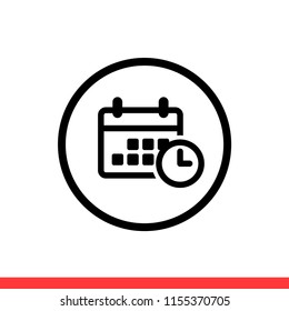Calendar vector icon, date symbol. Simple, flat design for web or mobile app