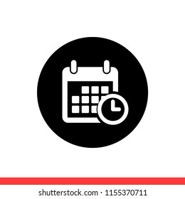 Calendar vector icon, date symbol. Simple, flat design for web or mobile app