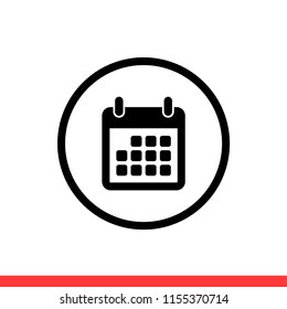Calendar vector icon, date symbol. Simple, flat design for web or mobile app