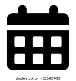 Calendar vector icon design in solid style, planner icon