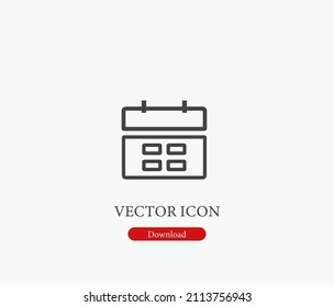 Calendar vector icon. Editable stroke. Symbol in Line Art Style for Design, Presentation, Website or Apps Elements, Logo. Pixel vector graphics - Vector