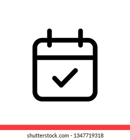 Calendar vector icon, event date symbol. Simple, flat design for web or mobile app