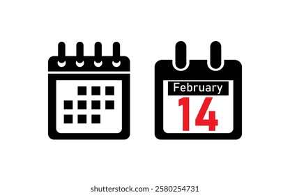 Calendar vector icon featuring February 14th.