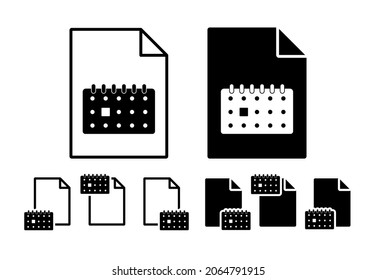 Icono de vector de calendario en la ilustración de conjunto de archivos para ui y ux, sitio web o aplicación móvil