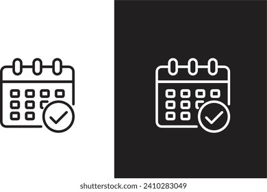 Kalender, Vektorsymbol. Vektorgrafik. Schwarz   und weißes Kalendersymbol. Kalendersymbol Vorlagenfarbe editierbar.