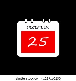 Calendar, vector icon illustration, christmas date