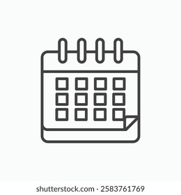 Calendar vector icon isolated in black line