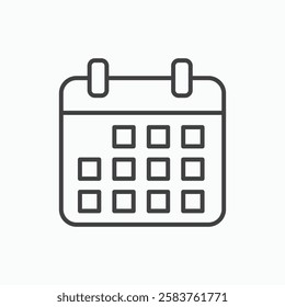 Calendar vector icon isolated in black line