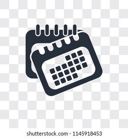 Calendar vector icon isolated on transparent background, Calendar logo concept