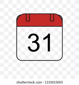 Calendar vector icon isolated on transparent background, Calendar logo concept