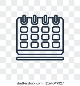 Calendar vector icon isolated on transparent background, Calendar logo concept