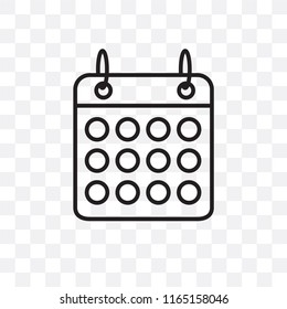 Calendar vector icon isolated on transparent background, Calendar logo concept