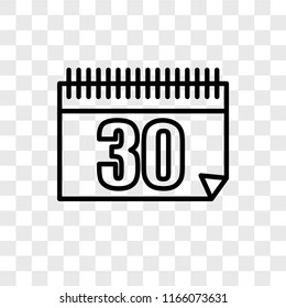 Calendar vector icon isolated on transparent background, Calendar logo concept