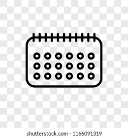 Calendar vector icon isolated on transparent background, Calendar logo concept