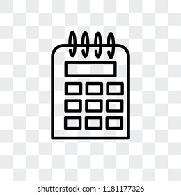 Calendar vector icon isolated on transparent background, Calendar logo concept