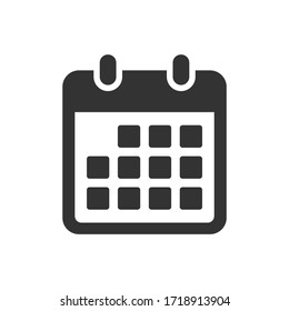 Kalender, Vektorsymbol einzeln auf weißem Hintergrund. 