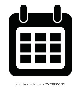 Calendar vector icon isolated on white, Calendar icons set in black. Day calendar elements icons set. Black and white calendar Vector illustration icon. Date and number symbol. editable eps file.