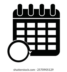 Calendar vector icon isolated on white, Calendar icons set in black. Day calendar elements icons set. Black and white calendar Vector illustration icon. Date and number symbol. editable eps file.