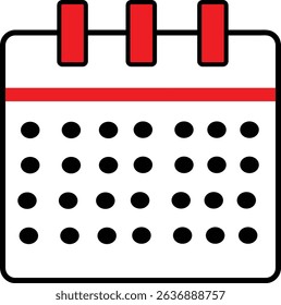 Calendar vector icon isolated transparent . planning - meeting sign . month week day . black outline filled version