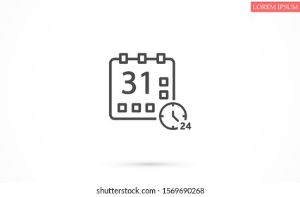 Calendar vector icon line . Flat design best vector isolated icon on gray background. Flat calendar Icon. line  Calendar vector icon on the wall. line 