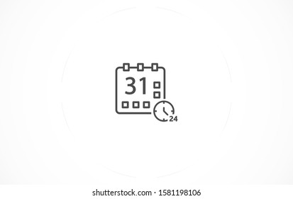 Calendar vector icon line . Flat design best vector isolated icon on gray background. Flat calendar Icon. line  Calendar vector icon on the wall. line 