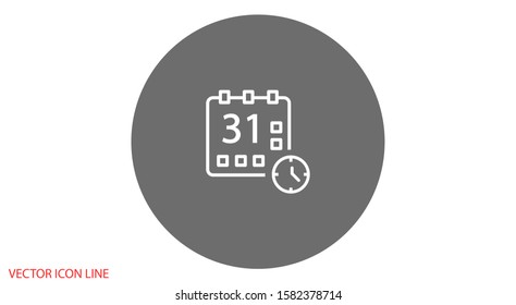 Calendar vector icon line . Flat design best vector isolated icon on gray background. Flat calendar Icon. line  Calendar vector icon on the wall. line 