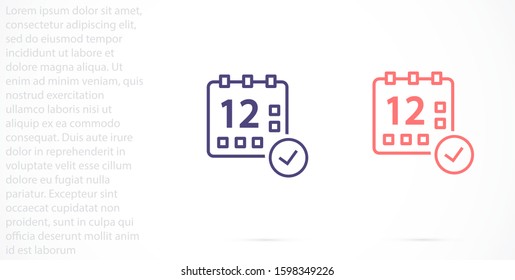 Calendar vector icon line . Flat design best vector isolated icon on gray background. Flat calendar Icon. line  Calendar vector icon on the wall. line 