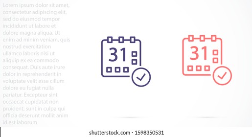 Calendar vector icon line . Flat design best vector isolated icon on gray background. Flat calendar Icon. line  Calendar vector icon on the wall. line 