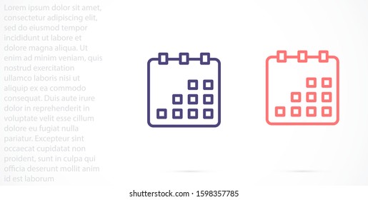 Calendar vector icon line . Flat design best vector isolated icon on gray background. Flat calendar Icon. line  Calendar vector icon on the wall. line 