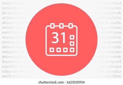 Calendar vector icon line . Flat design best vector isolated icon on gray background. Flat calendar Icon. line  Calendar vector icon on the wall. line 