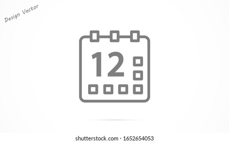Calendar vector icon line . Flat design best vector isolated icon on gray background. Flat calendar Icon. line  Calendar vector icon on the wall. line 
