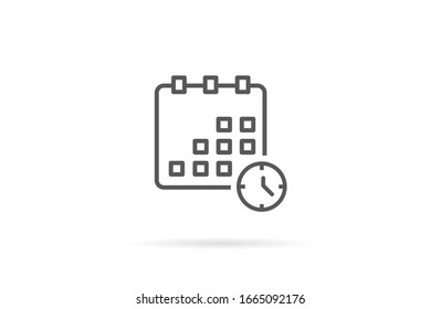 Calendar vector icon line . Flat design best vector isolated icon on gray background. Flat calendar Icon. line Calendar vector icon on the wall. line
