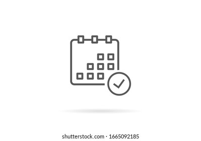 Calendar vector icon line . Flat design best vector isolated icon on gray background. Flat calendar Icon. line Calendar vector icon on the wall. line