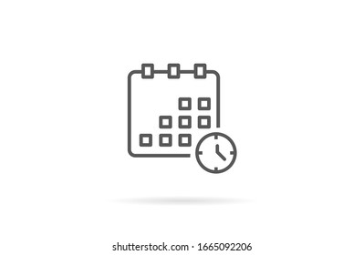 Calendar vector icon line . Flat design best vector isolated icon on gray background. Flat calendar Icon. line Calendar vector icon on the wall. line