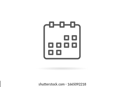 Calendar vector icon line . Flat design best vector isolated icon on gray background. Flat calendar Icon. line Calendar vector icon on the wall. line