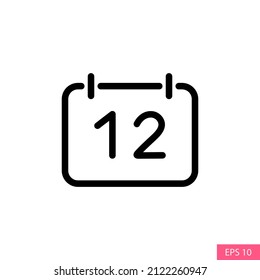 Calendar vector icon in line style design for website design, app, UI, isolated on white background. Editable stroke. EPS 10 vector illustration.